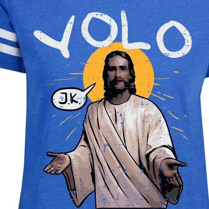 Easter Yolo Jk Jesus Funny Religious Christian Enza Ladies Jersey Football T-Shirt