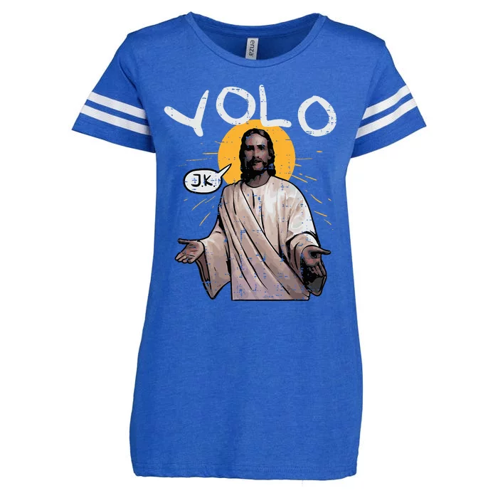 Easter Yolo Jk Jesus Funny Religious Christian Enza Ladies Jersey Football T-Shirt