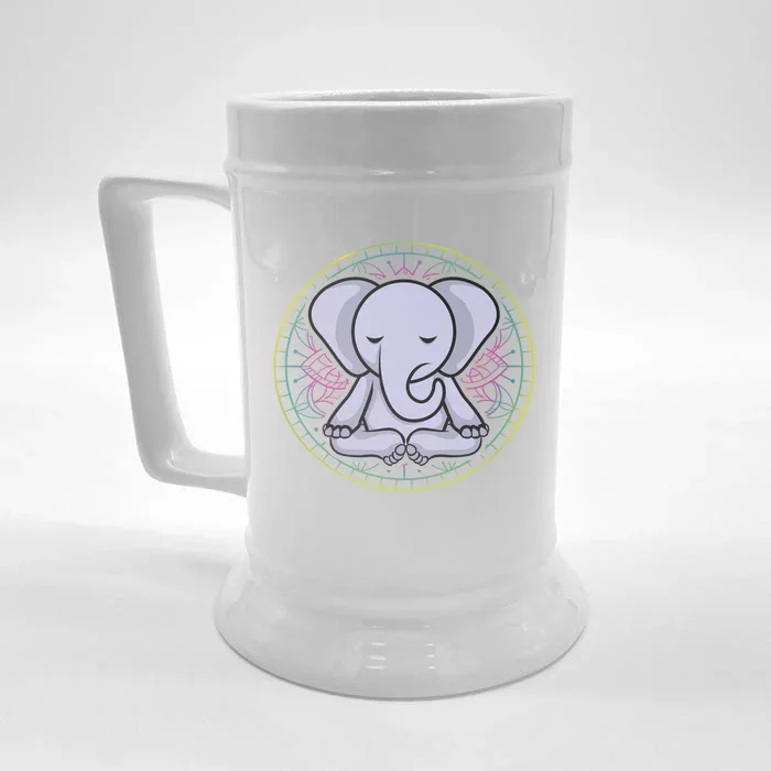 Elephant Yoga Meditation Zen Gift Front & Back Beer Stein