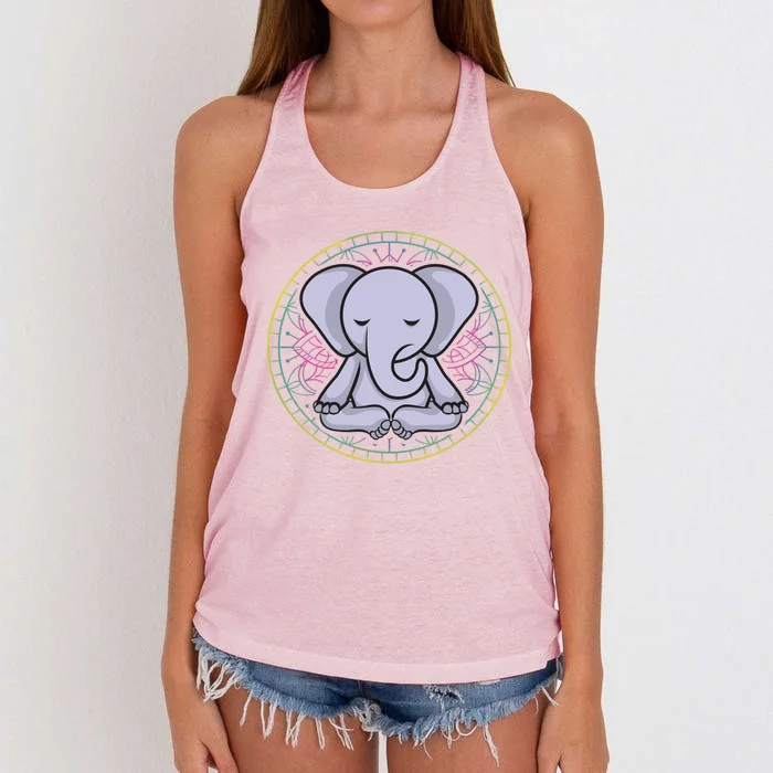 Elephant Yoga Meditation Zen Gift Women's Knotted Racerback Tank