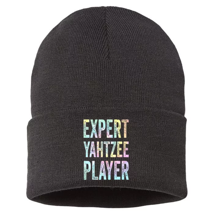 Expert Yahtzee Player Yahtzee Table And Board Ga Tie Dye Sustainable Knit Beanie