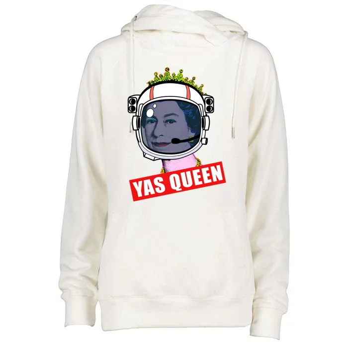 Elizabeth Yas Queen Funny Space Helmet Queen Of England Gift Womens Funnel Neck Pullover Hood