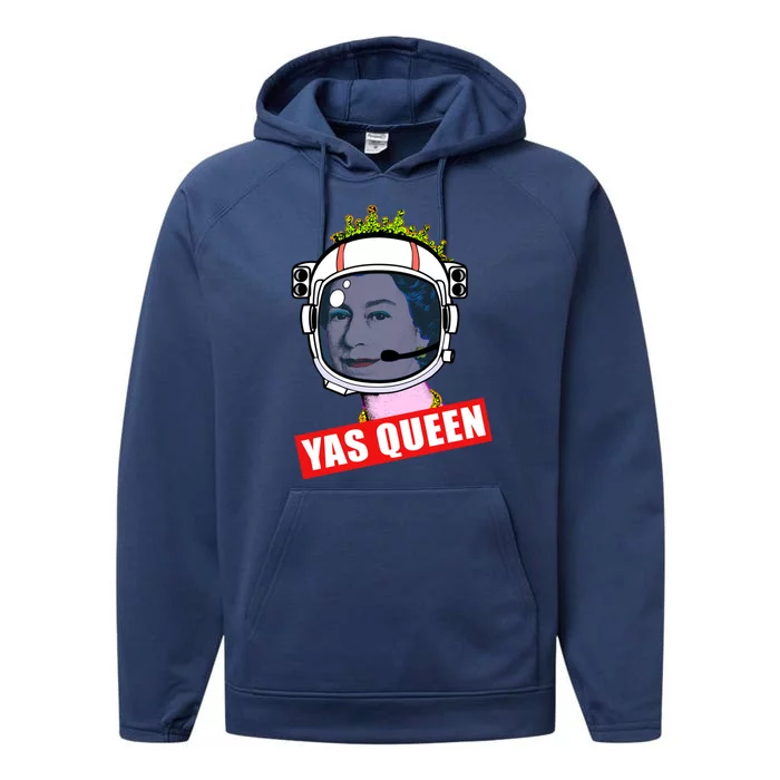 Elizabeth Yas Queen Funny Space Helmet Queen Of England Gift Performance Fleece Hoodie