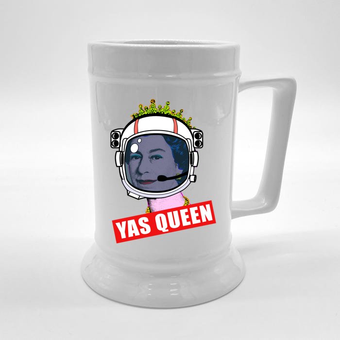 Elizabeth Yas Queen Funny Space Helmet Queen Of England Gift Front & Back Beer Stein