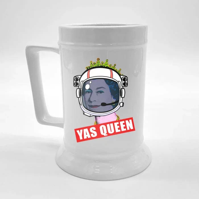 Elizabeth Yas Queen Funny Space Helmet Queen Of England Gift Front & Back Beer Stein