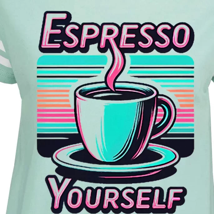 Espresso Yourself Retro Funny Coffee Lover Enza Ladies Jersey Football T-Shirt