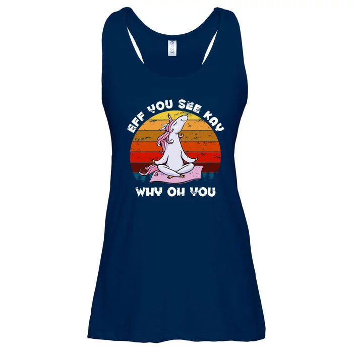 EFF You See Kay Why Oh You Funny Yoga Unicorn Ladies Essential Flowy Tank