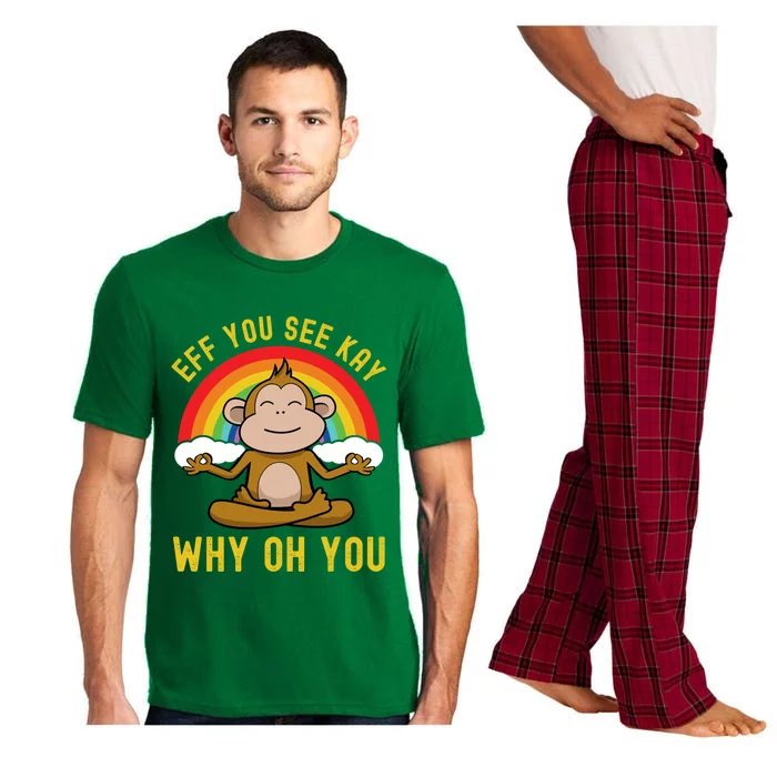 Eff You See Kay Why Oh You Funny Rainbow Monkey Yoga Lover Gift Pajama Set