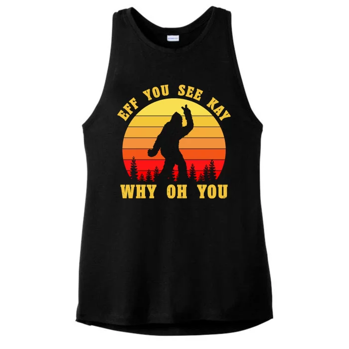 Eff You See Kay Why Oh You Bigfoot Sasquatch Funny Meme Ladies Tri-Blend Wicking Tank