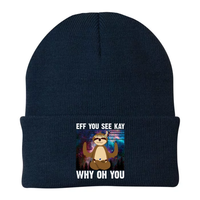 Eff You See Kay Why Oh You Yoga Sloth Space Galaxy Knit Cap Winter Beanie