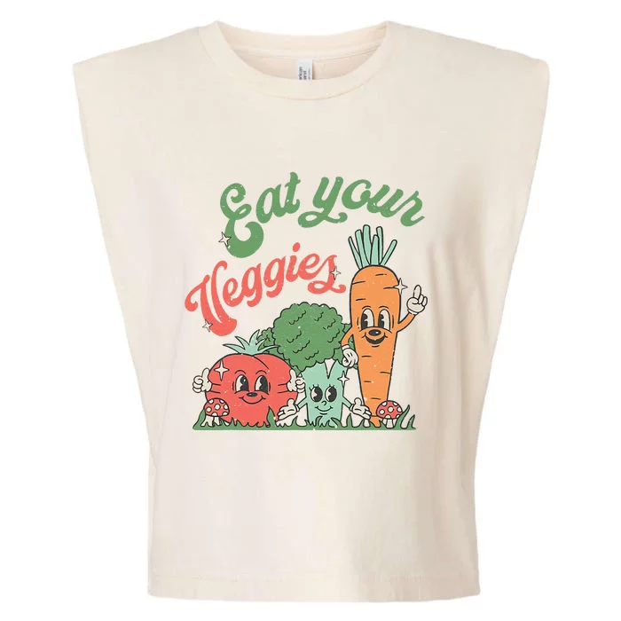 Eat Your Veggies Retro Vegan Farmer Market Vegetable Garment-Dyed Women's Muscle Tee