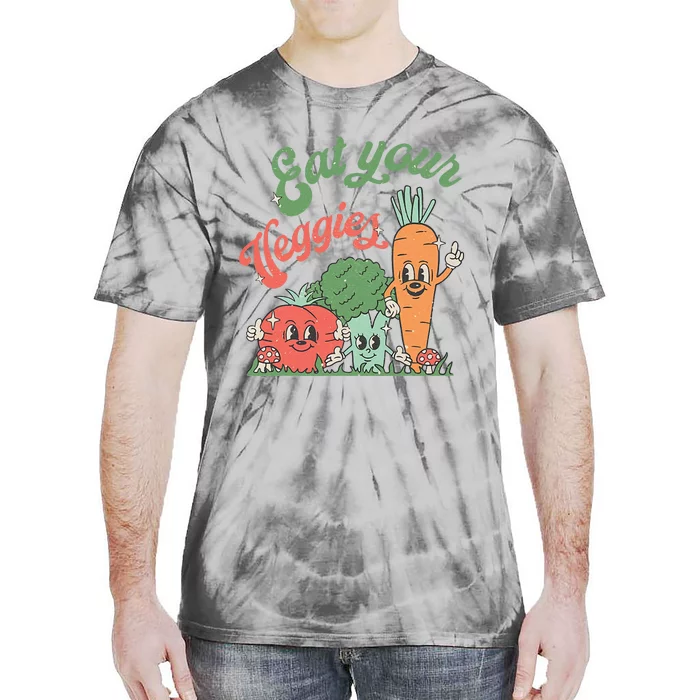 Eat Your Veggies Retro Vegan Farmer Market Vegetable Tie-Dye T-Shirt