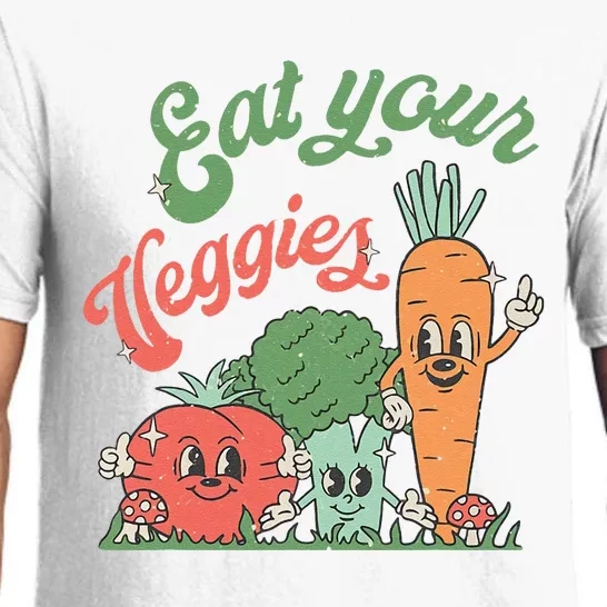 Eat Your Veggies Retro Vegan Farmer Market Vegetable Pajama Set