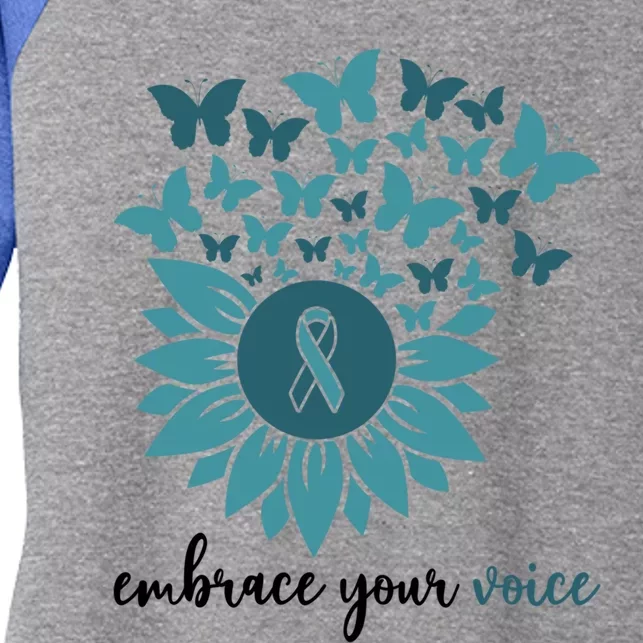 Embrace Your Voice Sexual Assault Awareness Sunflower Ribbon Great Gift Women's Tri-Blend 3/4-Sleeve Raglan Shirt