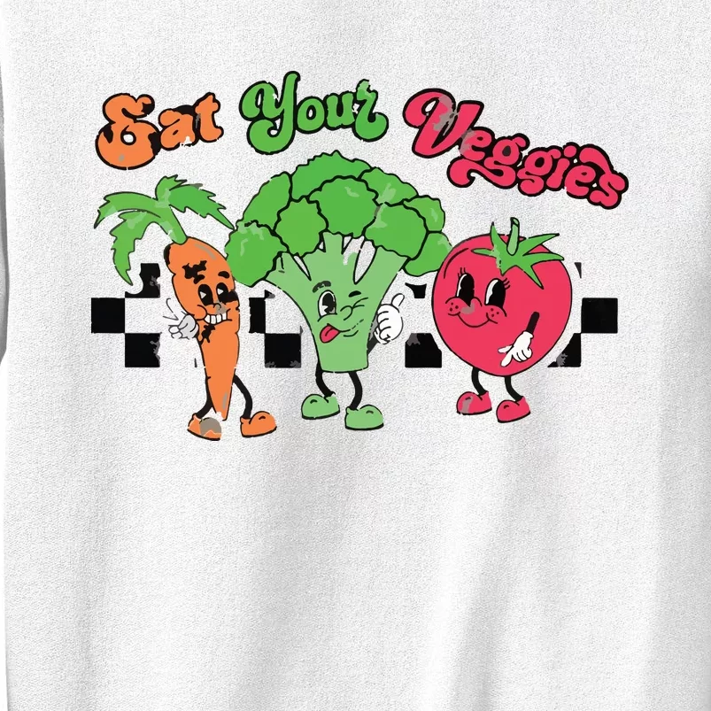 Eat Your Veggies Retro 90s Style Vegetable Funny Vegan Month Sweatshirt