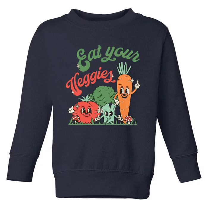 Eat Your Veggies Retro Vegan Farmer Market Vegetable Toddler Sweatshirt