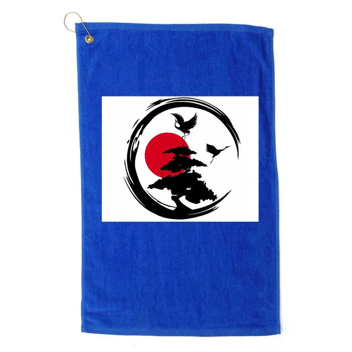 Enso Zen Circle And Bonsai Tree Funny Gift Platinum Collection Golf Towel