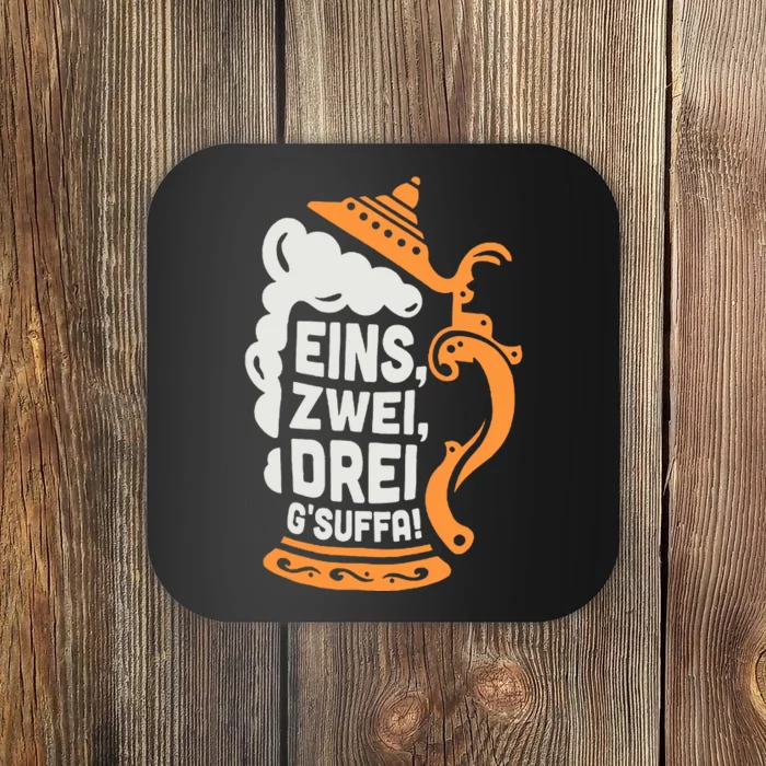 Eins Zwei Drei Gsuffa Bottoms Up Oktoberfest Prost Funny Beer Coaster