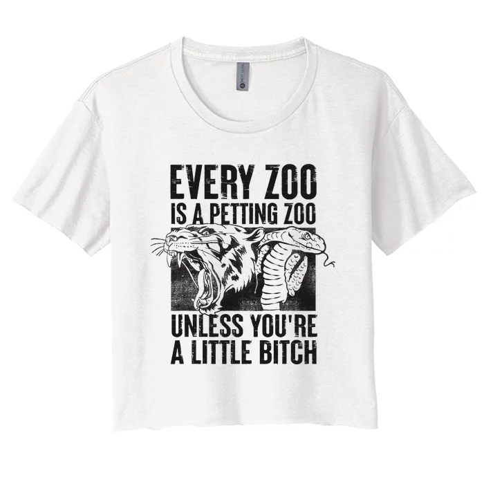 Every Zoo Is A Petting Zoo Funny Animal Design Women's Crop Top Tee