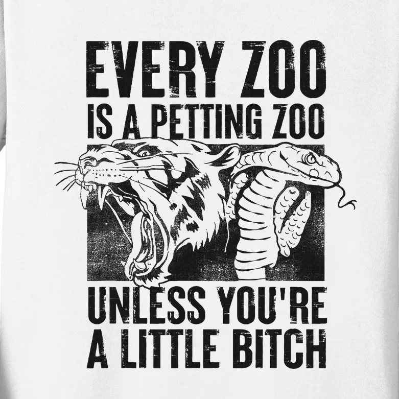 Every Zoo Is A Petting Zoo Funny Animal Design Kids Long Sleeve Shirt