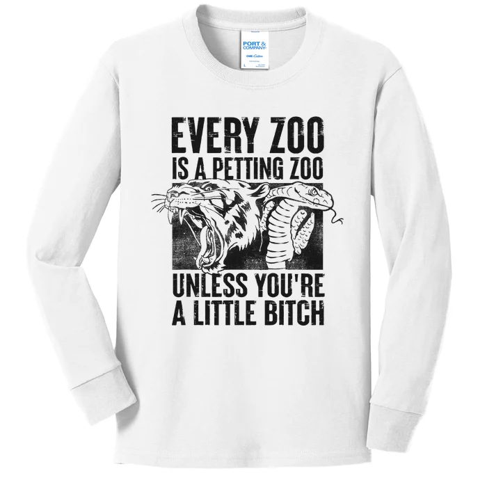 Every Zoo Is A Petting Zoo Funny Animal Design Kids Long Sleeve Shirt