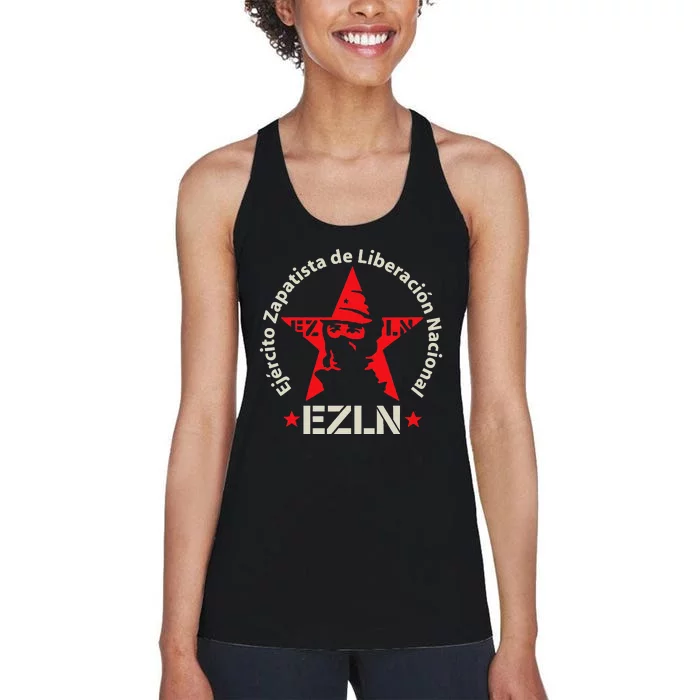 EZLN ZAPATISTAS RED STARS Women's Racerback Tank