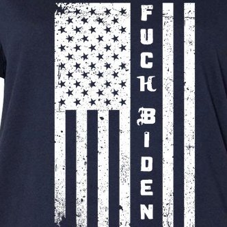F--ck Biden American Flag Women's V-Neck Plus Size T-Shirt