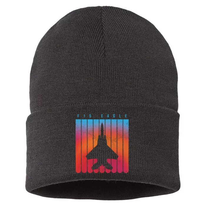 F-15 Eagle Jet Fighter Retro Sustainable Knit Beanie