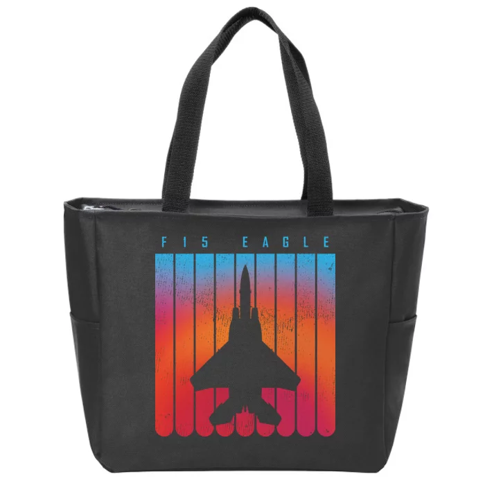 F-15 Eagle Jet Fighter Retro Zip Tote Bag