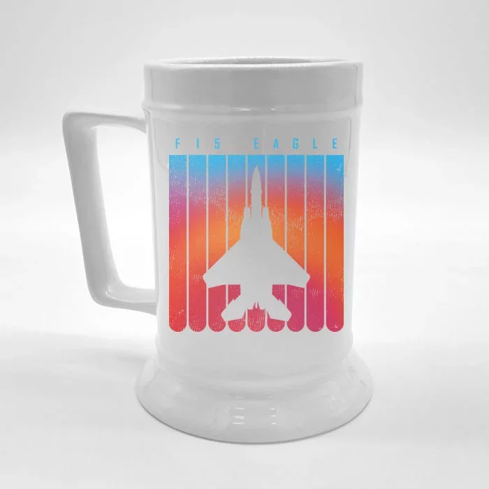 F-15 Eagle Jet Fighter Retro Front & Back Beer Stein