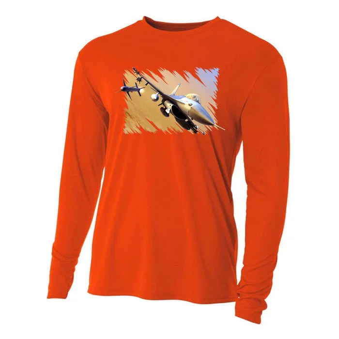 F-16 Fighter Jet Cooling Performance Long Sleeve Crew