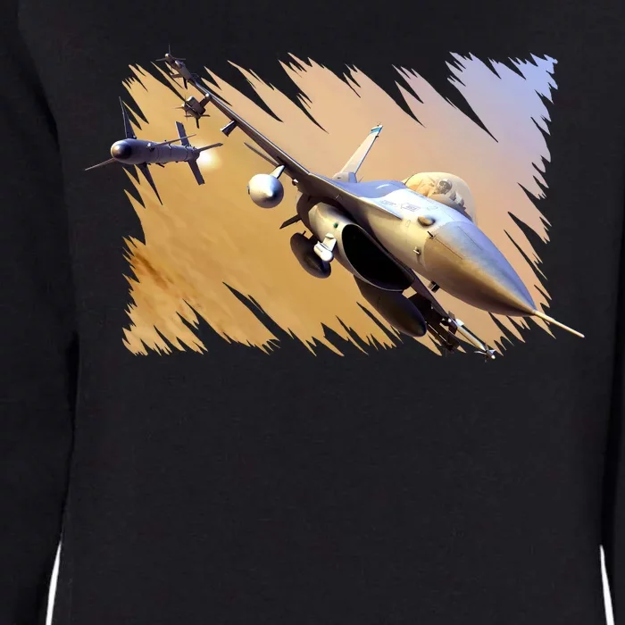 F-16 Fighter Jet Womens California Wash Sweatshirt