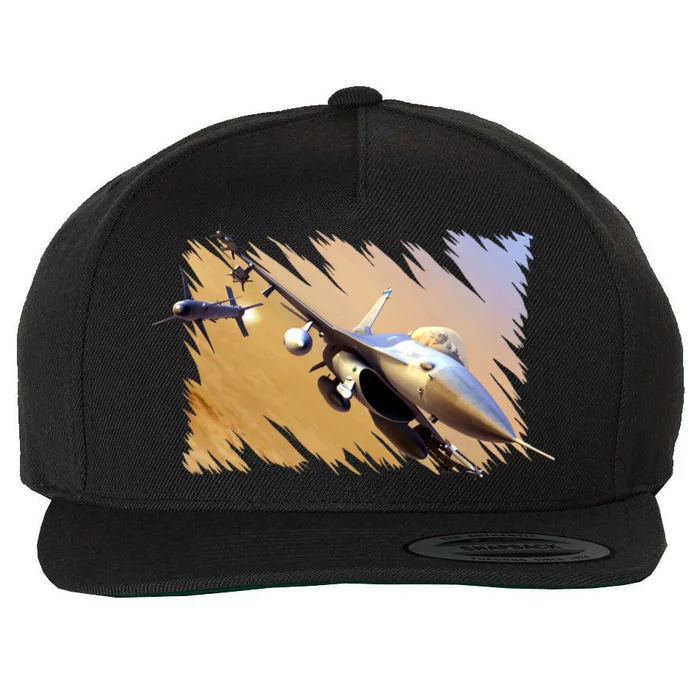 F-16 Fighter Jet Wool Snapback Cap