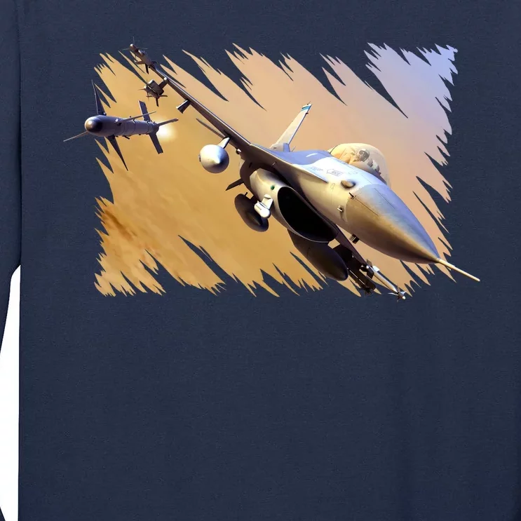 F-16 Fighter Jet Tall Long Sleeve T-Shirt