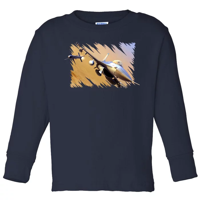 F-16 Fighter Jet Toddler Long Sleeve Shirt