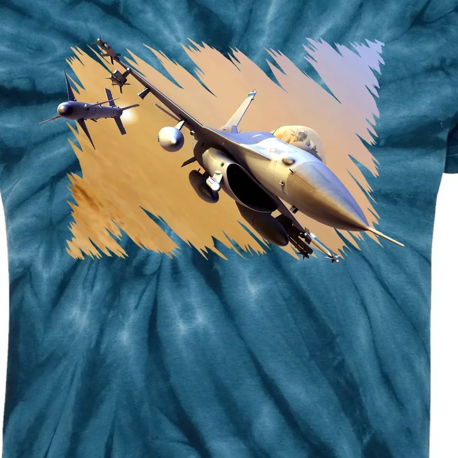 F-16 Fighter Jet Kids Tie-Dye T-Shirt