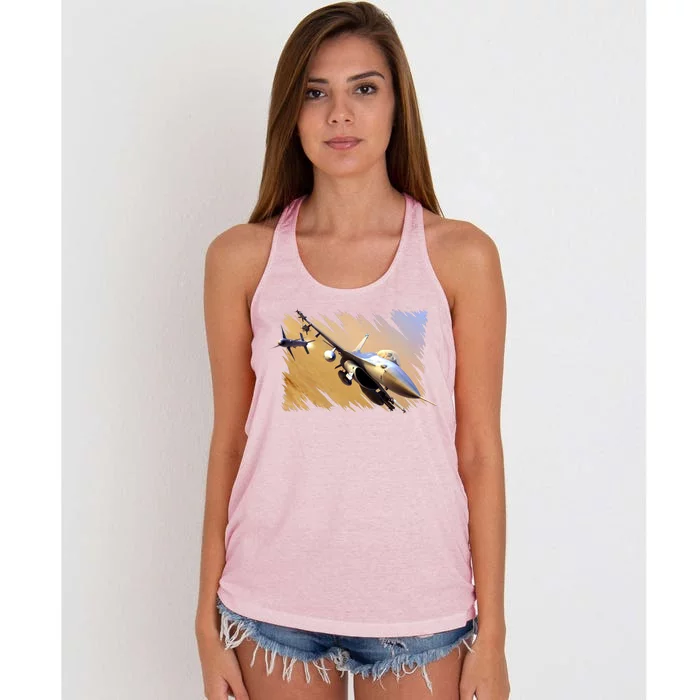 F-16 Fighter Jet Women's Knotted Racerback Tank