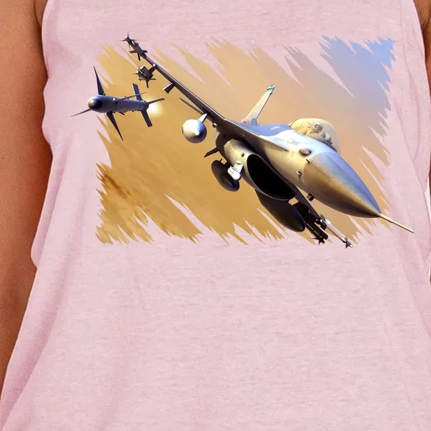 F-16 Fighter Jet Women's Knotted Racerback Tank