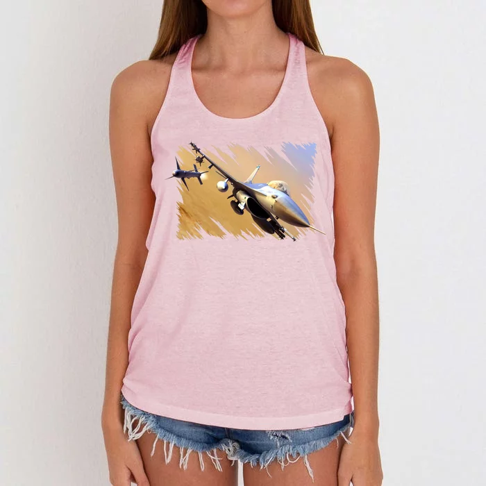 F-16 Fighter Jet Women's Knotted Racerback Tank