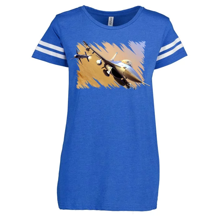 F-16 Fighter Jet Enza Ladies Jersey Football T-Shirt