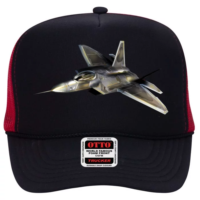 F-22 Raptor Fighter Jet High Crown Mesh Trucker Hat