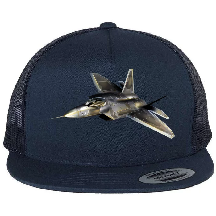 F-22 Raptor Fighter Jet Flat Bill Trucker Hat