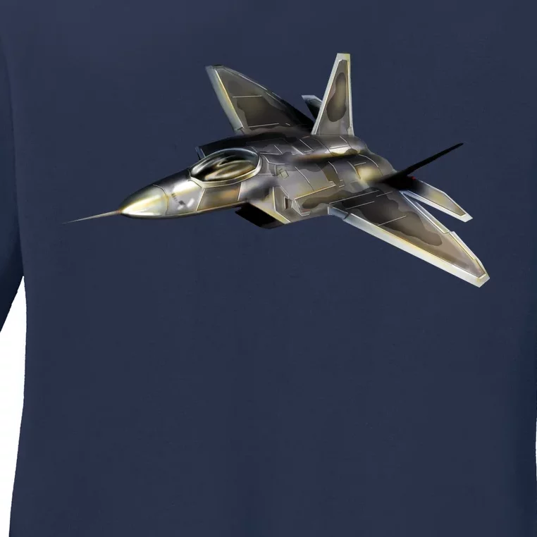 F-22 Raptor Fighter Jet Ladies Long Sleeve Shirt