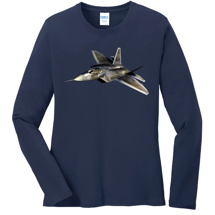 F-22 Raptor Fighter Jet Ladies Long Sleeve Shirt