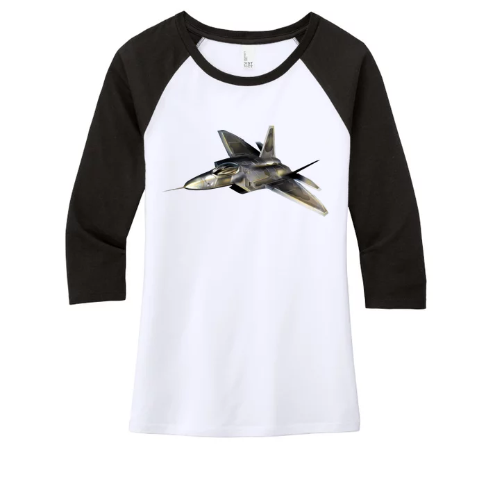 F-22 Raptor Fighter Jet Women's Tri-Blend 3/4-Sleeve Raglan Shirt