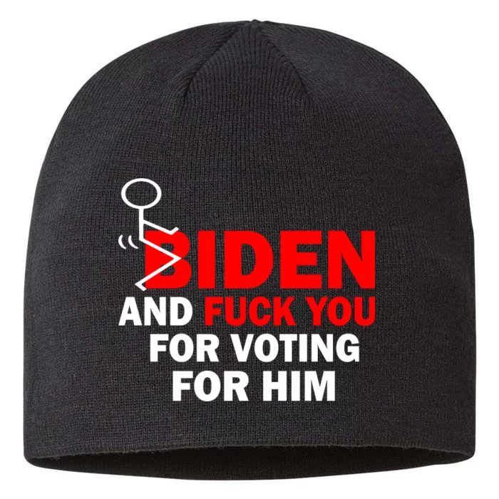 F Biden And Fu*k You For Voting For Him 8 1/2in Sustainable Knit Beanie