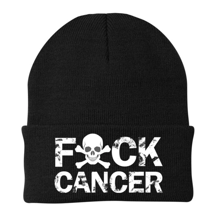 F Cancer Crossbone Skeleton Knit Cap Winter Beanie