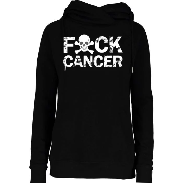 F Cancer Crossbone Skeleton Womens Funnel Neck Pullover Hood