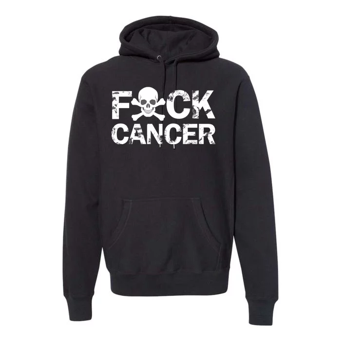 F Cancer Crossbone Skeleton Premium Hoodie