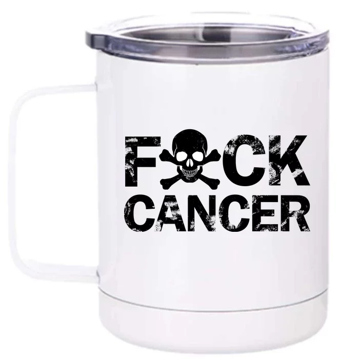 F Cancer Crossbone Skeleton Front & Back 12oz Stainless Steel Tumbler Cup